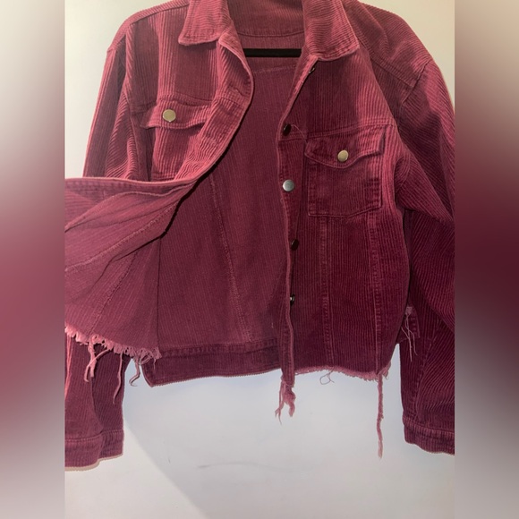 Burgundy Corduroy Distressed size Large jacket. - Picture 4 of 4